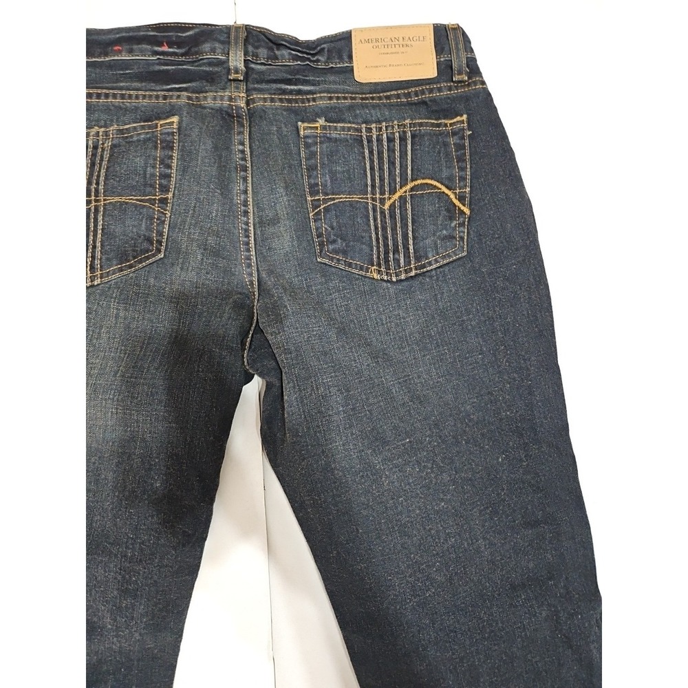American Eagle Jeans Womens Size 8 Dark Wash Blue Bootcut Wide Leg - Picture 9 of 9